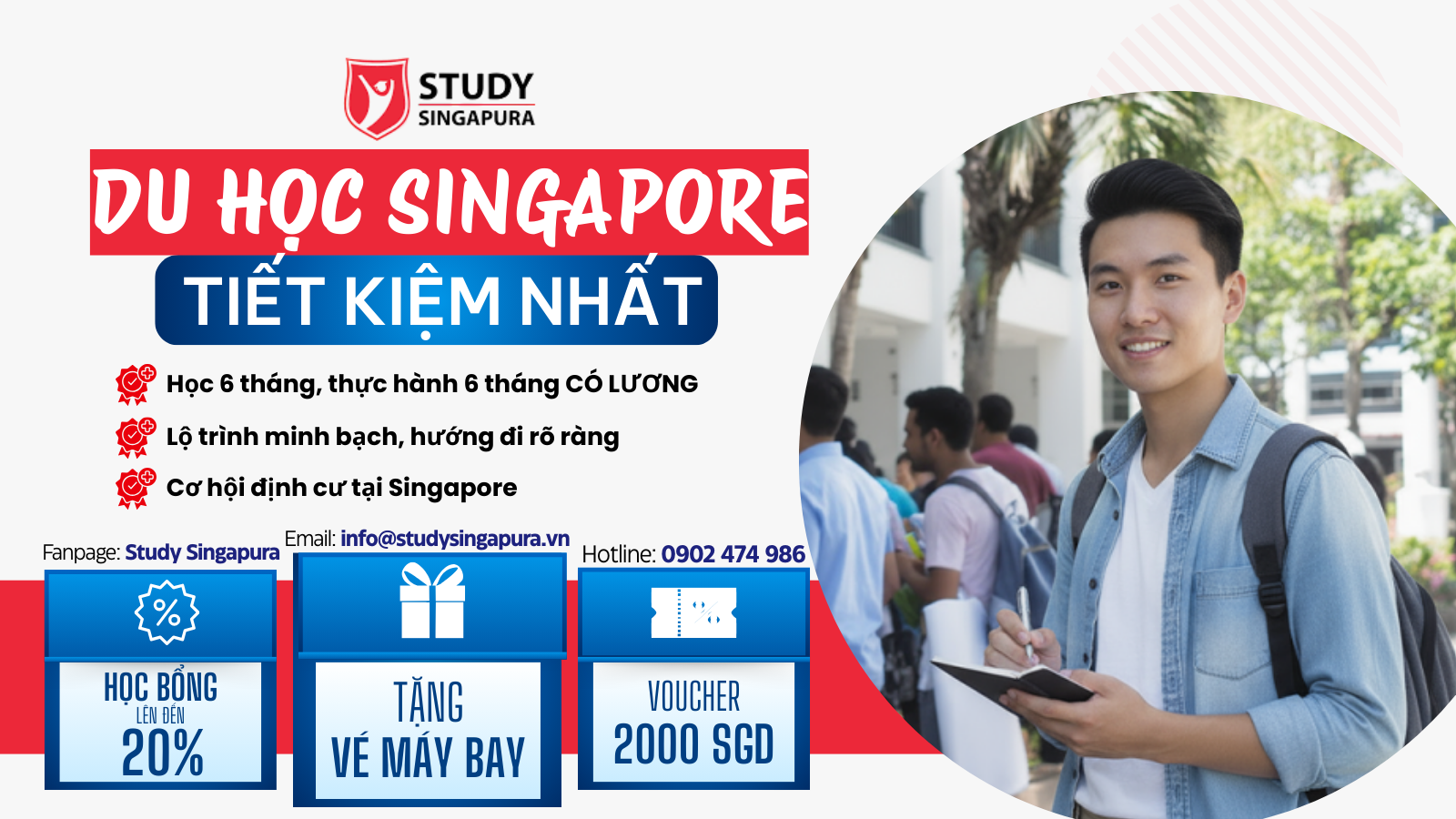 Ưu đãi học phí độc quyền - Học bổng, vé máy bay, voucher 2000 SGD